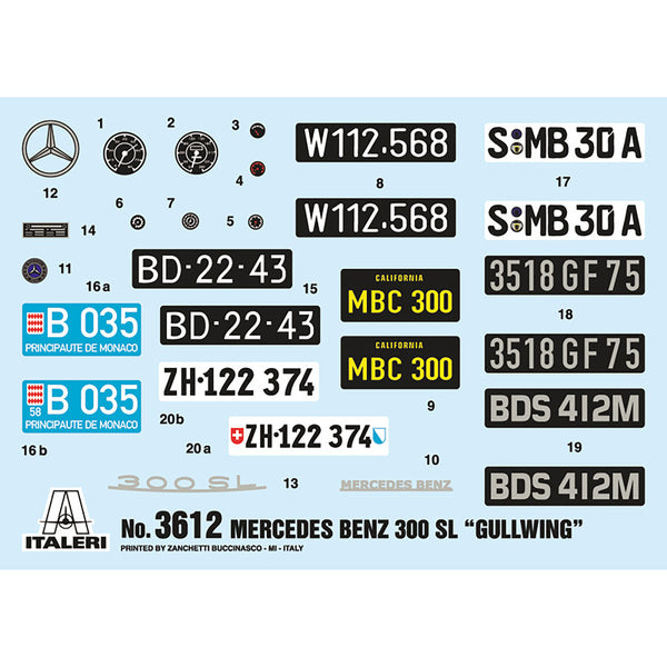 Skill 4 Model Kit Mercedes-Benz 300 SL Gullwing 1/16 Scale Model by Italeri