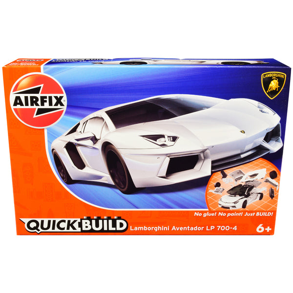 Skill 1 Model Kit Lamborghini Aventador LP 700-4 White Snap Together Model by Airfix Quickbuild