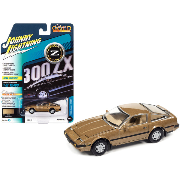 1984 Nissan 300ZX Aspen Gold Metallic with Black Stripes "Classic Gold Collection" Series Limited Edition to 12480 pieces Worldwide 1/64 Diecast Model Car by Johnny Lightning