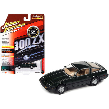 1984 Nissan 300ZX Dark Green with Black Stripes "Classic Gold Collection" Series Limited Edition to 12480 pieces Worldwide 1/64 Diecast Model Car by Johnny Lightning