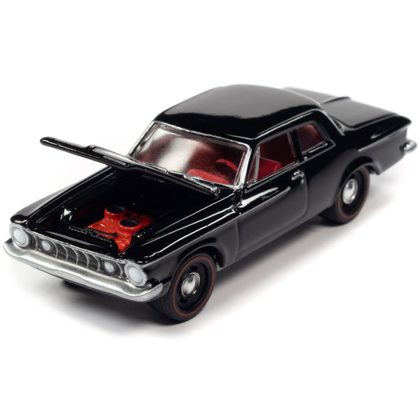 1962 Plymouth Savoy Max Wedge Silhouette Black with Red Interior "Classic Gold Collection" Series Limited Edition to 11880 pieces Worldwide 1/64 Diecast Model Car by Johnny Lightning