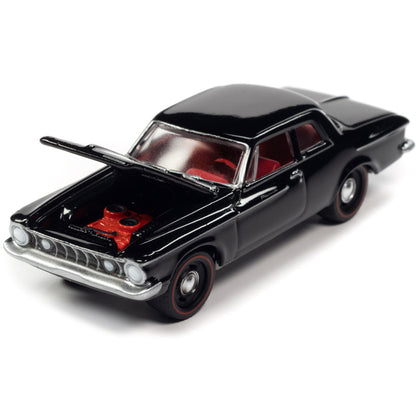 1962 Plymouth Savoy Max Wedge Silhouette Black with Red Interior "Classic Gold Collection" Series Limited Edition to 11880 pieces Worldwide 1/64 Diecast Model Car by Johnny Lightning