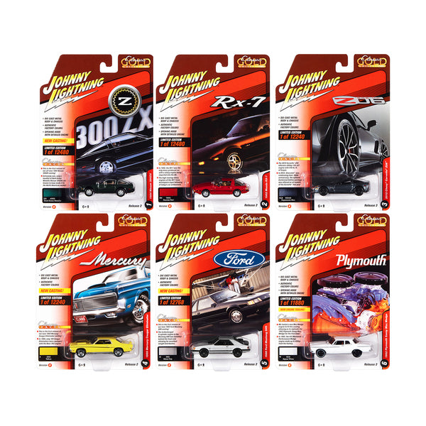 "Classic Gold Collection" 2022 Set B of 6 Cars Release 2 1/64 Diecast Model Cars by Johnny Lightning