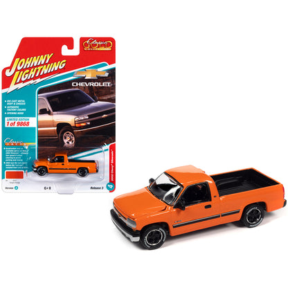 2002 Chevrolet Silverado Pickup Truck Tangier Orange "Classic Gold Collection" Series Limited Edition to 9868 pieces Worldwide 1/64 Diecast Model Car by Johnny Lightning