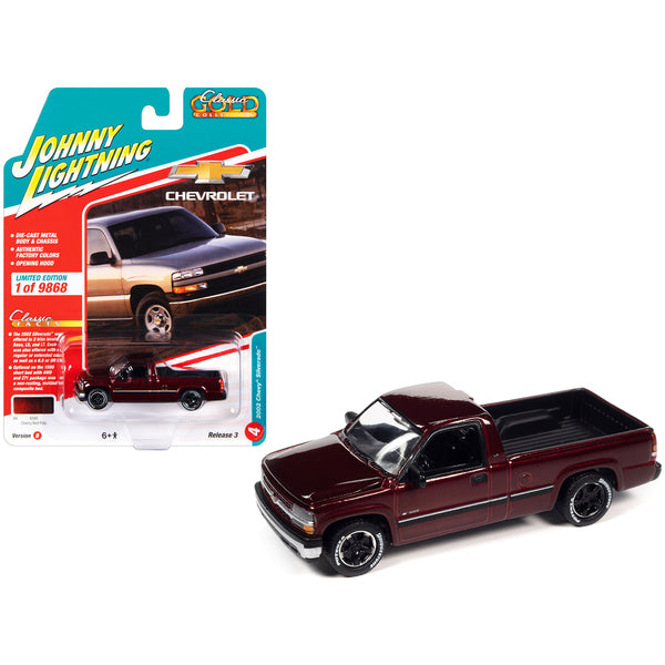 2002 Chevrolet Silverado Pickup Truck Cherry Red Metallic "Classic Gold Collection" Series Limited Edition to 9868 pieces Worldwide 1/64 Diecast Model Car by Johnny Lightning