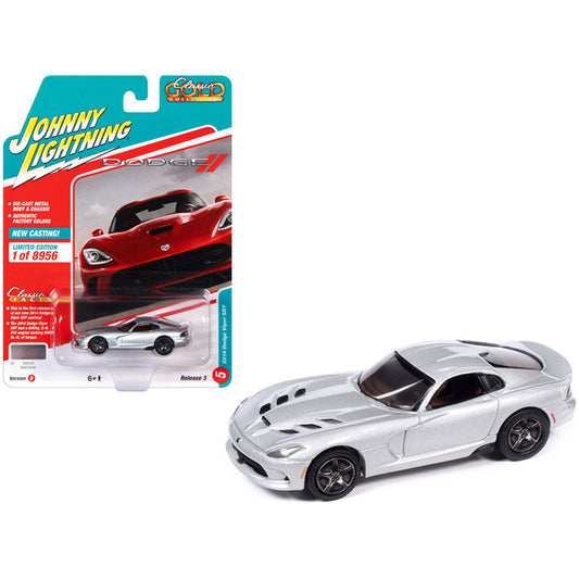 2014 Dodge Viper SRT Billet Silver Metallic "Classic Gold Collection" Series Limited Edition to 8956 pieces Worldwide 1/64 Diecast Model Car by Johnny Lightning