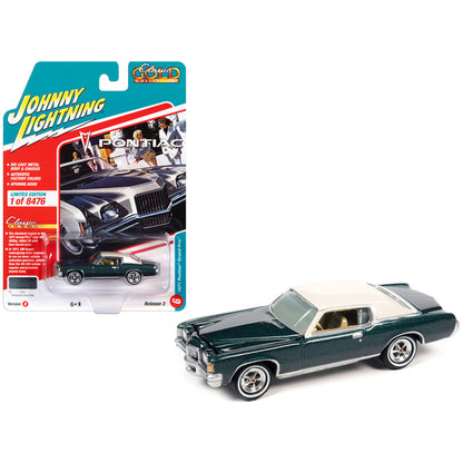 1971 Pontiac Grand Prix Bluestone Gray Metallic with White Top "Classic Gold Collection" Series Limited Edition to 8476 pieces Worldwide 1/64 Diecast Model Car by Johnny Lightning