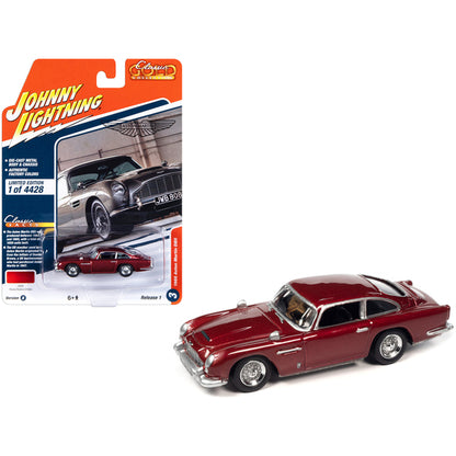 1966 Aston Martin DB5 RHD (Right Hand Drive) Rossa Rubina Chiara Red Metallic "Classic Gold Collection" 2023 Release 1 Limited Edition to 4428 pieces Worldwide 1/64 Diecast Model Car by Johnny Lightning