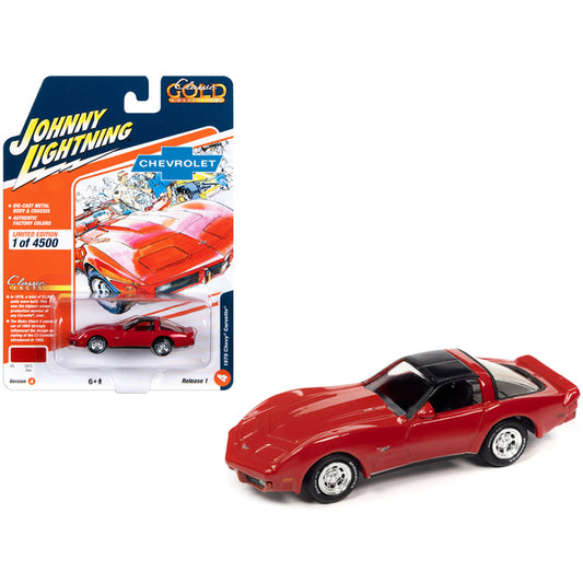 1979 Chevrolet Corvette Red with Black Top "Classic Gold Collection" 2023 Release 1 Limited Edition to 4500 pieces Worldwide 1/64 Diecast Model Car by Johnny Lightning