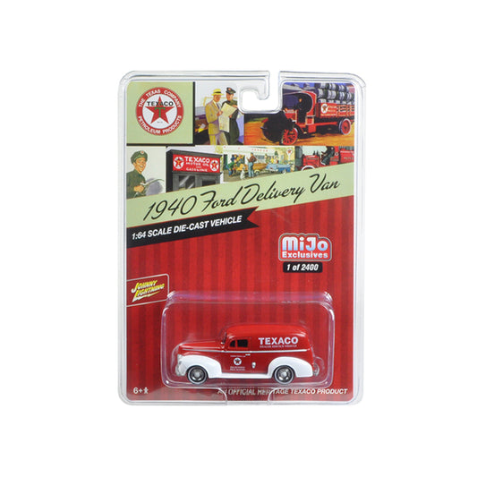 1940 Ford Delivery Van "Texaco" Red 1/64 Diecast Model Car by Johnny Lightning