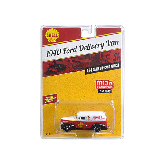 1940 Ford Delivery Van "Shell" 1/64 Diecast Model Car by Johnny Lightning