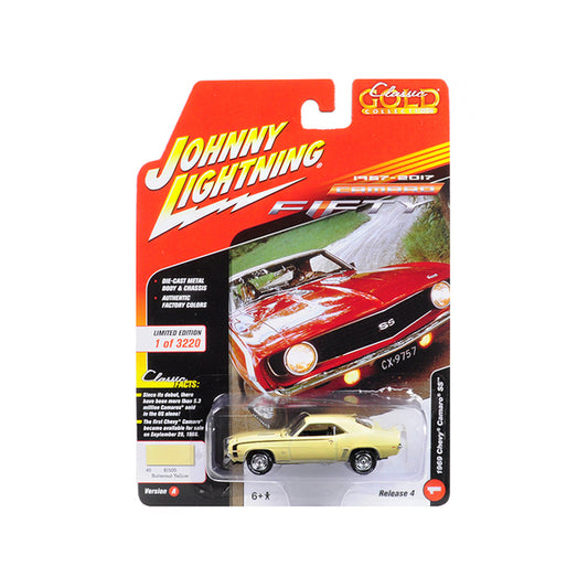 1969 Chevrolet Camaro SS Butternut Yellow 50th Anniversary Limited Edition to 3220pc Worldwide "Muscle Cars USA" 1/64 Diecast Model Car by Johnny Lightning