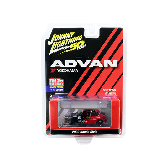 2000 Honda Civic #21 "ADVAN Yokohama" "Johnny Lightning 50th Anniversary" Limited Edition to 4800 pieces Worldwide 1/64 Diecast Model Car by Johnny Lightning