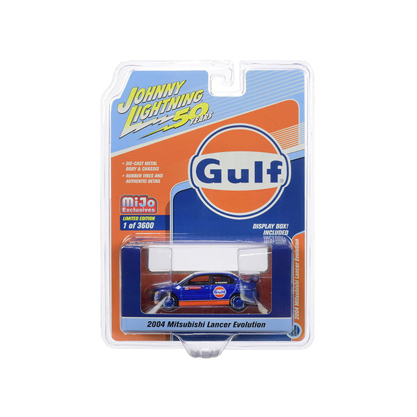 2004 Mitsubishi Lancer Evolution #63 McCartney "Gulf Oil" Dark Blue "Johnny Lightning 50th Anniversary" Limited Edition to 3600 pieces Worldwide 1/64 Diecast Model Car by Johnny Lightning