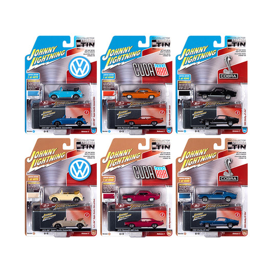 Johnny Lightning Collector's Tin 2020 Set of 6 Cars Release 3 1/64 Diecast Model Cars by Johnny Lightning