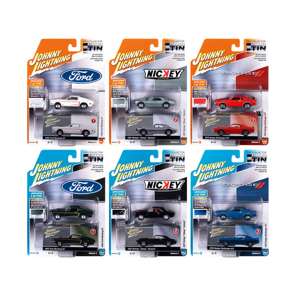 Johnny Lightning Collector's Tin 2021 Set of 6 Cars Release 3 Limited Edition of 7140 pieces Worldwide 1/64 Diecast Model Cars by Johnny Lightning