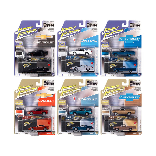 Johnny Lightning Collector's Tin 2022 Set of 6 Cars Release 1 Limited Edition of 7148 pieces Worldwide 1/64 Diecast Model Cars by Johnny Lightning