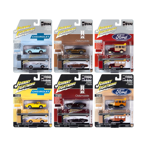 Johnny Lightning Collector's Tin 2023 Set of 6 Cars Release 1 Limited Edition 1/64 Diecast Model Cars by Johnny Lightning