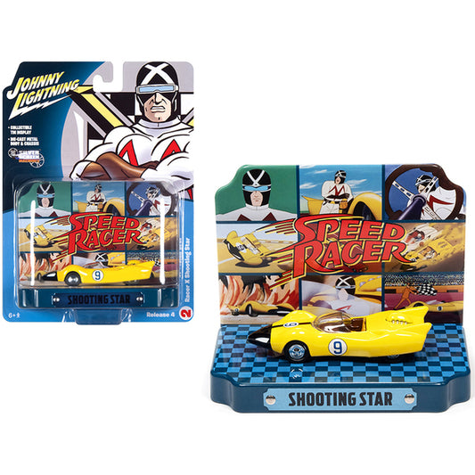 Racer X Shooting Star #9 Yellow with Collectible Tin Display "Speed Racer" 1/64 Diecast Model Car by Johnny Lightning