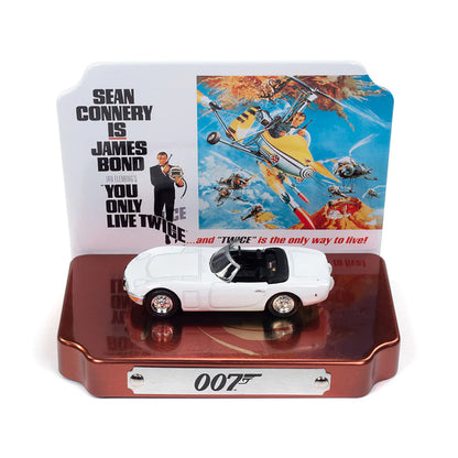 1967 Toyota 2000 GT Convertible RHD (Right Hand Drive) White 007 (James Bond) "You Only Live Twice" (1967) Movie with Collectible Tin Display "Silver Screen Machines" Series 1/64 Diecast Model Car by Johnny Lightning