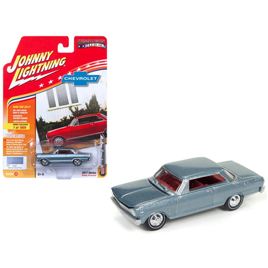 1965 Chevrolet Nova SS Glacier Gray Poly Limited Edition to 1800pc Worldwide Hobby Exclusive "Muscle Cars USA" 1/64 Diecast Model Car by Johnny Lightning