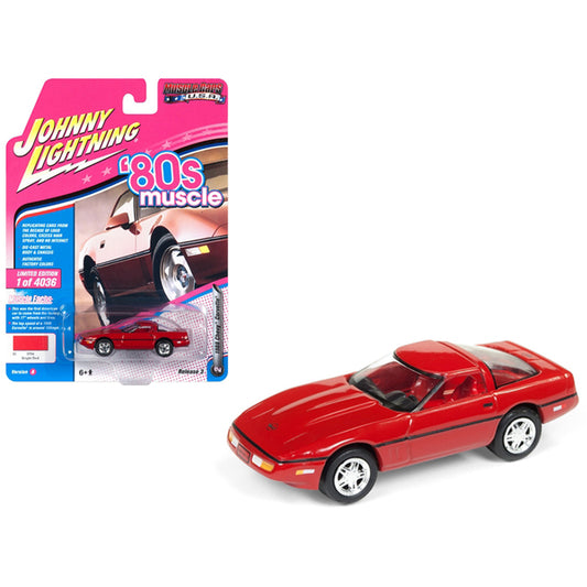 1988 Chevrolet Corvette Bright Red "80's Muscle" Limited Edition to 4036 pieces Worldwide 1/64 Diecast Model Car by Johnny Lightning