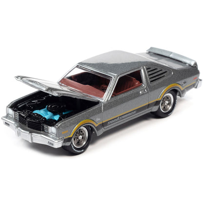 1976 Plymouth Volare Road Runner Silver Cloud Metallic with Stripes "OK Used Cars" Series Limited Edition to 18056 pieces Worldwide 1/64 Diecast Model Car by Johnny Lightning