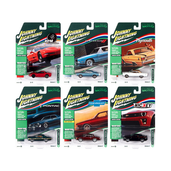 "Muscle Cars USA" 2022 Set A of 6 pieces Release 2 1/64 Diecast Model Cars by Johnny Lightning