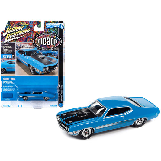 1971 Ford Torino Cobra Grabber Blue with Stripes "MCACN (Muscle Car and Corvette Nationals)" Limited Edition to 4188 pieces Worldwide "Muscle Cars USA" Series 1/64 Diecast Model Car by Johnny Lightning