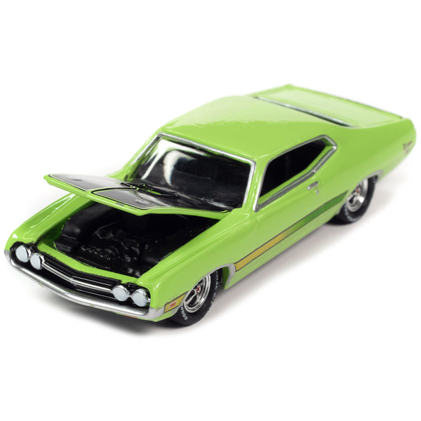 1971 Ford Torino Cobra Grabber Lime Green with Stripes "MCACN (Muscle Car and Corvette Nationals)" Limited Edition to 4140 pieces Worldwide "Muscle Cars USA" Series 1/64 Diecast Model Car by Johnny Lightning