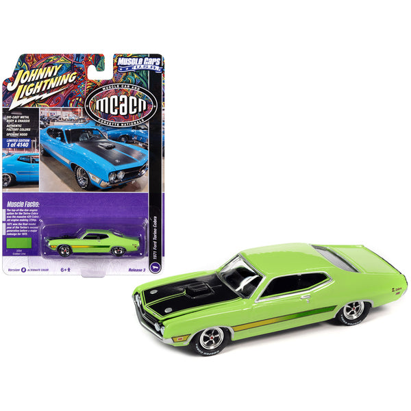 1971 Ford Torino Cobra Grabber Lime Green with Stripes "MCACN (Muscle Car and Corvette Nationals)" Limited Edition to 4140 pieces Worldwide "Muscle Cars USA" Series 1/64 Diecast Model Car by Johnny Lightning