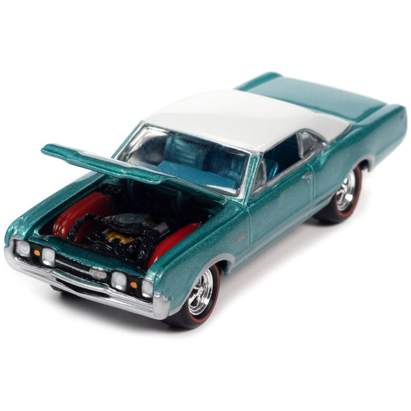 1967 Oldsmobile 442 W-30 Aquamarine Metallic with White Top "MCACN (Muscle Car and Corvette Nationals)" Limited Edition to 4164 pieces Worldwide "Muscle Cars USA" Series 1/64 Diecast Model Car by Johnny Lightning