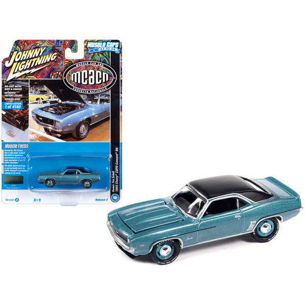 1969 Chevrolet COPO Camaro RS Azure Turquoise Metallic with Black Top "MCACN (Muscle Car and Corvette Nationals)" Limited Edition to 4140 pieces Worldwide "Muscle Cars USA" Series 1/64 Diecast Model Car by Johnny Lightning