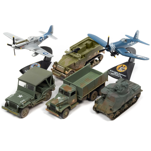 "Pacific Theater Warriors" Military 2022 Set B of 6 pieces Release 1 1/64 -1/144 Diecast Model Cars by Johnny Lightning