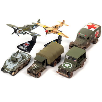 "WWII Warriors: European Theater" Military 2022 Set B of 6 pieces Release 2 Limited Edition to 2000 pieces Worldwide Diecast Model Cars by Johnny Lightning