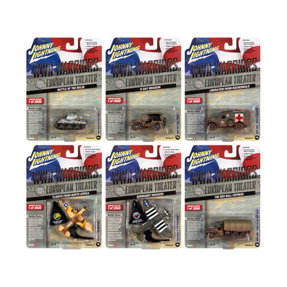 "WWII Warriors: European Theater" Military 2022 Set B of 6 pieces Release 2 Limited Edition to 2000 pieces Worldwide Diecast Model Cars by Johnny Lightning