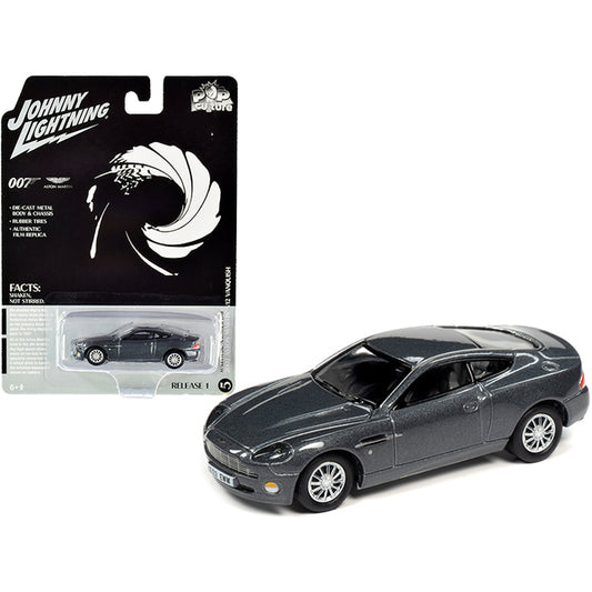 2002 Aston Martin V12 Vanquish Gray Metallic (James Bond 007) "Die Another Day" (2002) Movie "Pop Culture" Series 1/64 Diecast Model Car by Johnny Lightning