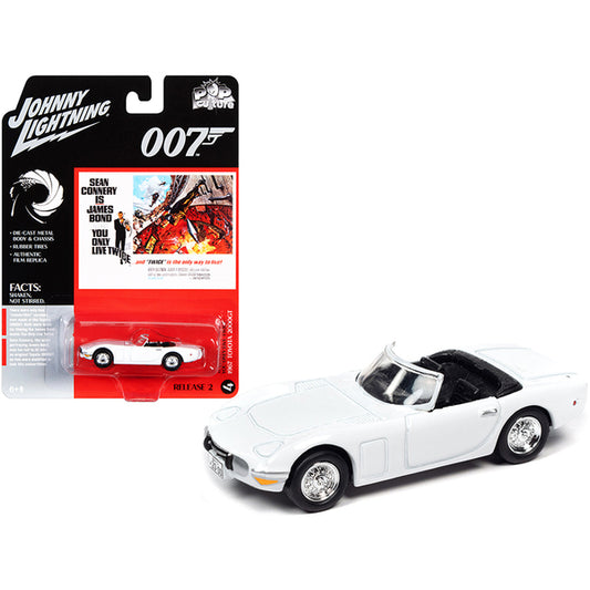 1967 Toyota 2000GT Convertible White (James Bond 007) "You Only Live Twice" (1967) Movie "Pop Culture" Series 1/64 Diecast Model Car by Johnny Lightning