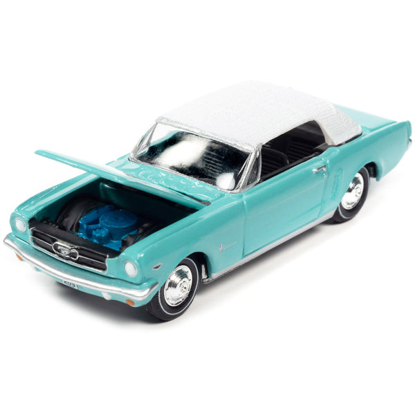 1965 Ford Mustang Light Blue with White Top James Bond 007 "Thunderball" (1965) Movie "Pop Culture" 2022 Release 3 1/64 Diecast Model Car by Johnny Lightning