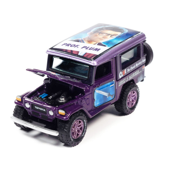 1980 Toyota Land Cruiser Purple Metallic "Modern Clue Professor Plum" with Poker Chip Collector's Token "Pop Culture" 2022 Release 3 1/64 Diecast Model Car by Johnny Lightning