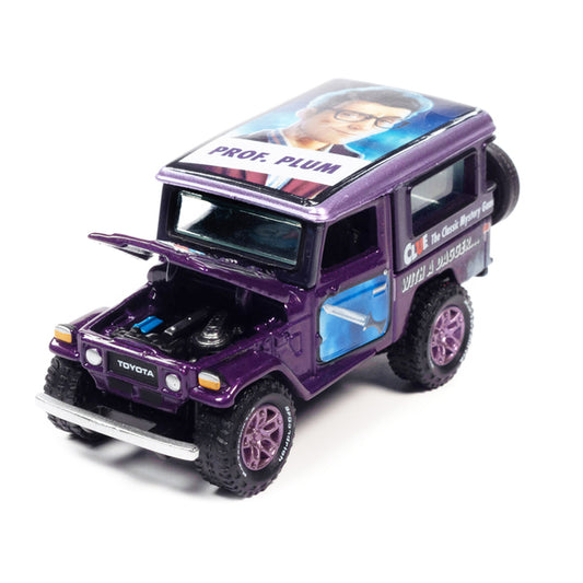 1980 Toyota Land Cruiser Purple Metallic "Modern Clue Professor Plum" with Poker Chip Collector's Token "Pop Culture" 2022 Release 3 1/64 Diecast Model Car by Johnny Lightning