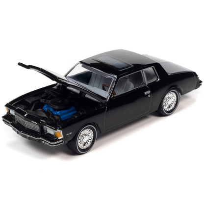 1979 Chevrolet Monte Carlo Black with Poker Chip and Game Card "Trivial Pursuit" "Pop Culture" 2023 Release 2 1/64 Diecast Model Car by Johnny Lightning