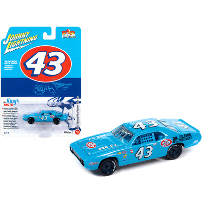 1972 Plymouth Road Runner Stock Car #43 Richard Petty "STP" Blue "Pop Culture" 2023 Release 3 1/64 Diecast Model Car by Johnny Lightning