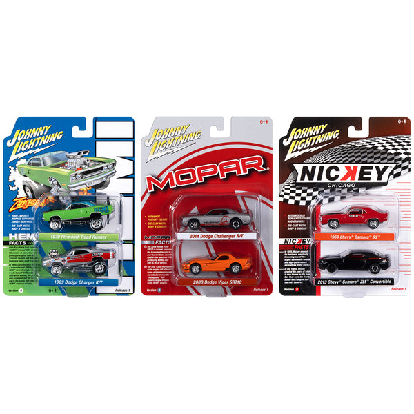 Johnny Lightning "2-Packs" 2023 Set B of 6 pieces Release 1 1/64 Diecast Model Cars by Johnny Lightning