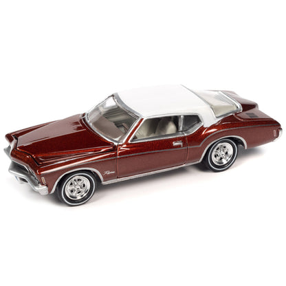 1976 Oldsmobile Cutlass Supreme Dark Blue Metallic with White Top & Interior & 1972 Buick Riviera Burnish Bronze Metallic with White Top & Interior "Super Seventies" Set of 2 Cars "2-Packs" 2023 Release 2 1/64 Diecast Model Cars by Johnny Lightning