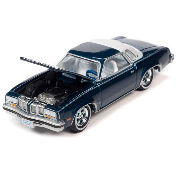 1976 Oldsmobile Cutlass Supreme Dark Blue Metallic with White Top & Interior & 1972 Buick Riviera Burnish Bronze Metallic with White Top & Interior "Super Seventies" Set of 2 Cars "2-Packs" 2023 Release 2 1/64 Diecast Model Cars by Johnny Lightning