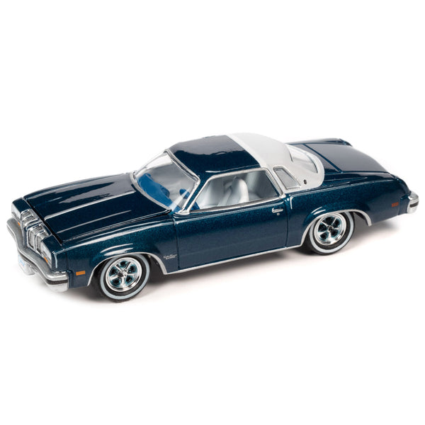 1976 Oldsmobile Cutlass Supreme Dark Blue Metallic with White Top & Interior & 1972 Buick Riviera Burnish Bronze Metallic with White Top & Interior "Super Seventies" Set of 2 Cars "2-Packs" 2023 Release 2 1/64 Diecast Model Cars by Johnny Lightning