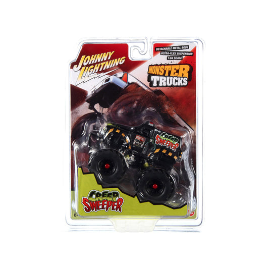 "Creep Sweeper" Monster Truck "Zombie Response Unit" with Black Wheels and Driver Figure "Monster Trucks" Series 1/64 Diecast Model by Johnny Lightning