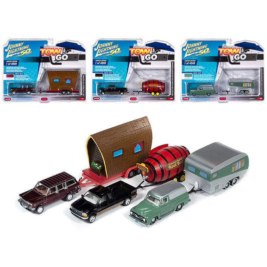 "Tow & Go" Set B of 3 Cars Series 2 "Johnny Lightning 50 Years" 1/64 Diecast Model Cars by Johnny Lightning