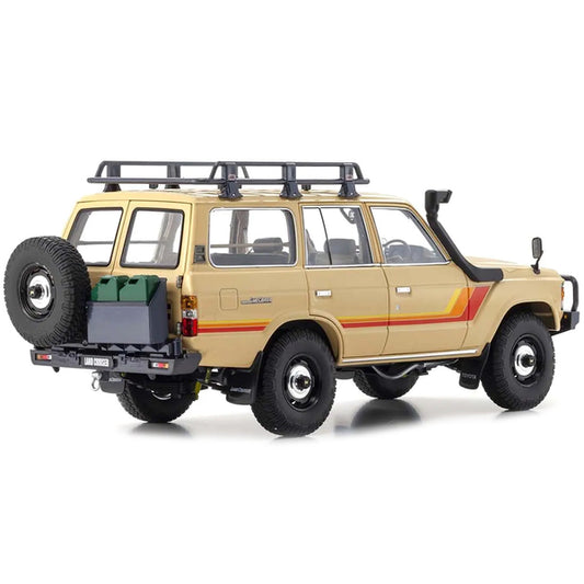 Toyota Land Cruiser 60 RHD (Right Hand Drive) Beige with Stripes and Roof Rack with Accessories 1/18 Diecast Model Car by Kyosho